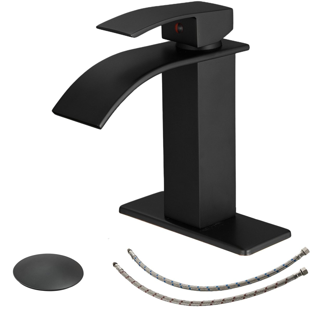 Waterfall Single Hole Single-Handle Bathroom Faucet Black - buyfaucet.com