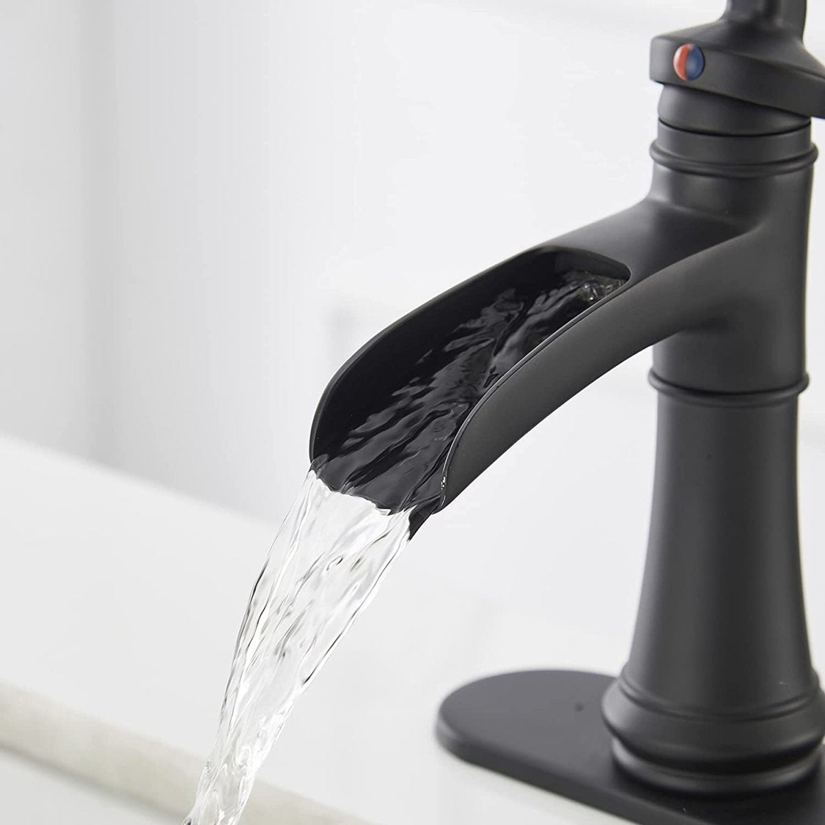 Waterfall Single Hole Single-Handle Bathroom Faucet Black - buyfaucet.com