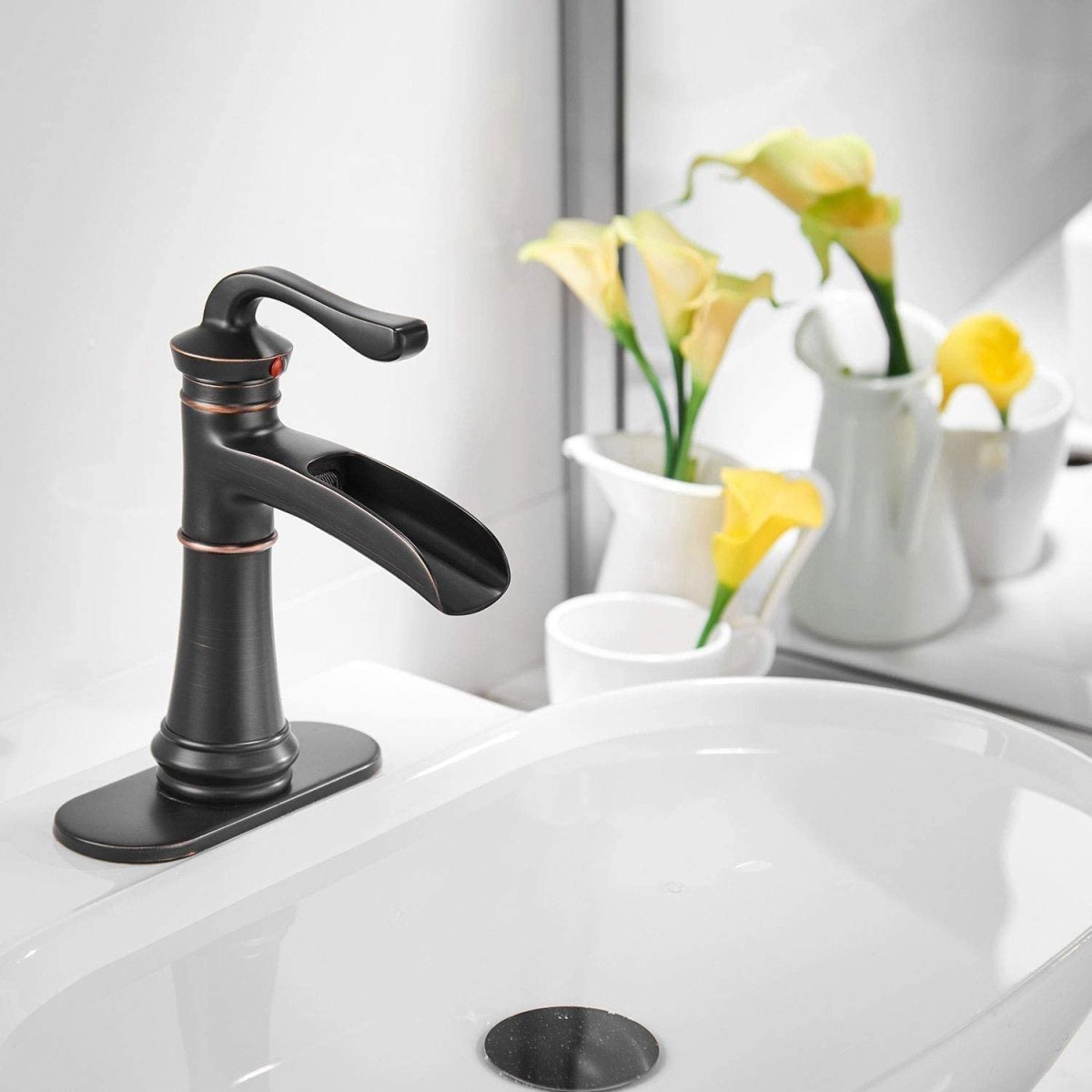 Waterfall Single Hole Single-Handle Bathroom Faucet Bronze - buyfaucet.com