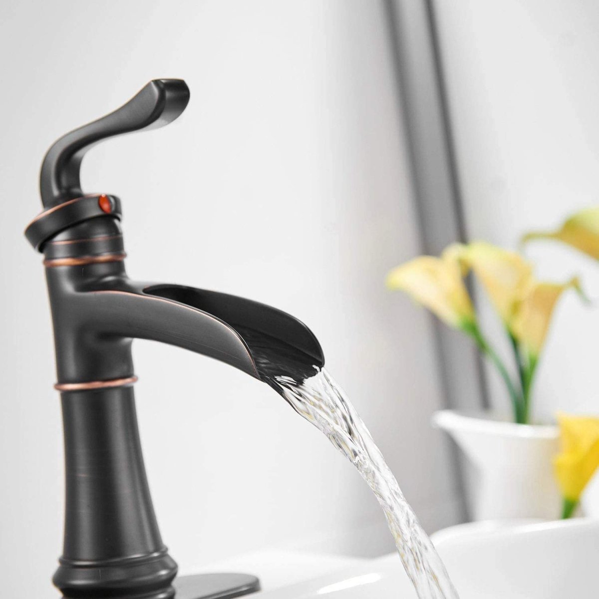 Waterfall Single Hole Single-Handle Bathroom Faucet Bronze - buyfaucet.com