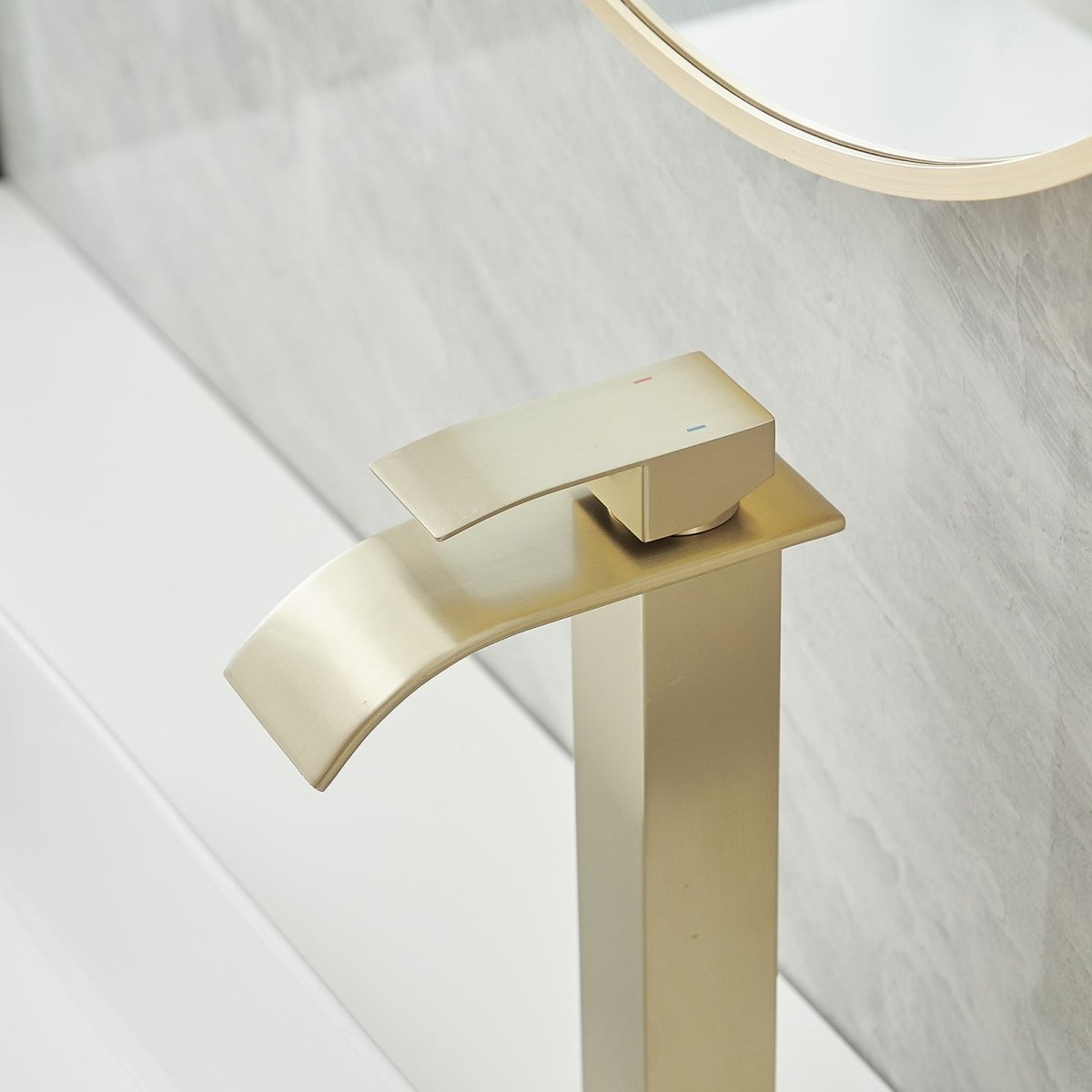 Waterfall Single Hole Single Handle Bathroom Faucet Brushed Gold - buyfaucet.com