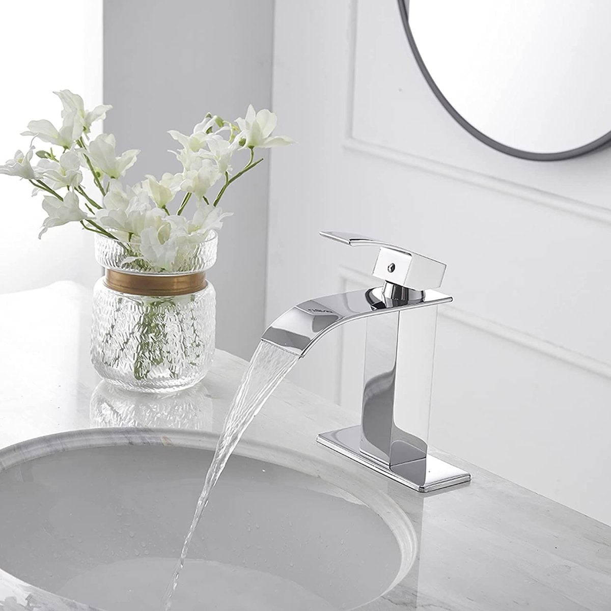 Waterfall Single Hole Single-Handle Bathroom Faucet Chrome-1 - buyfaucet.com