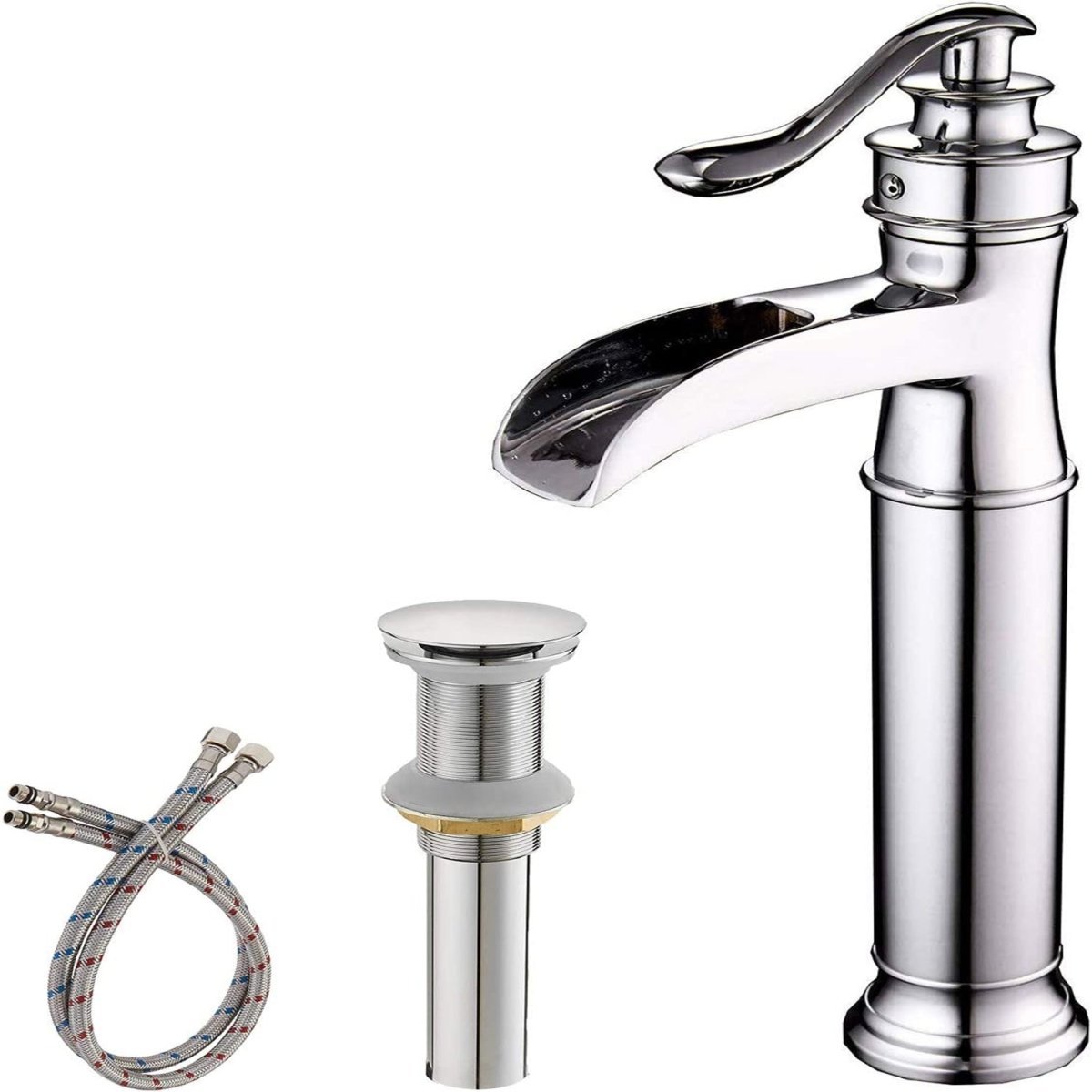 Waterfall Single Hole Single Handle Bathroom Faucet Chrome-1 - buyfaucet.com