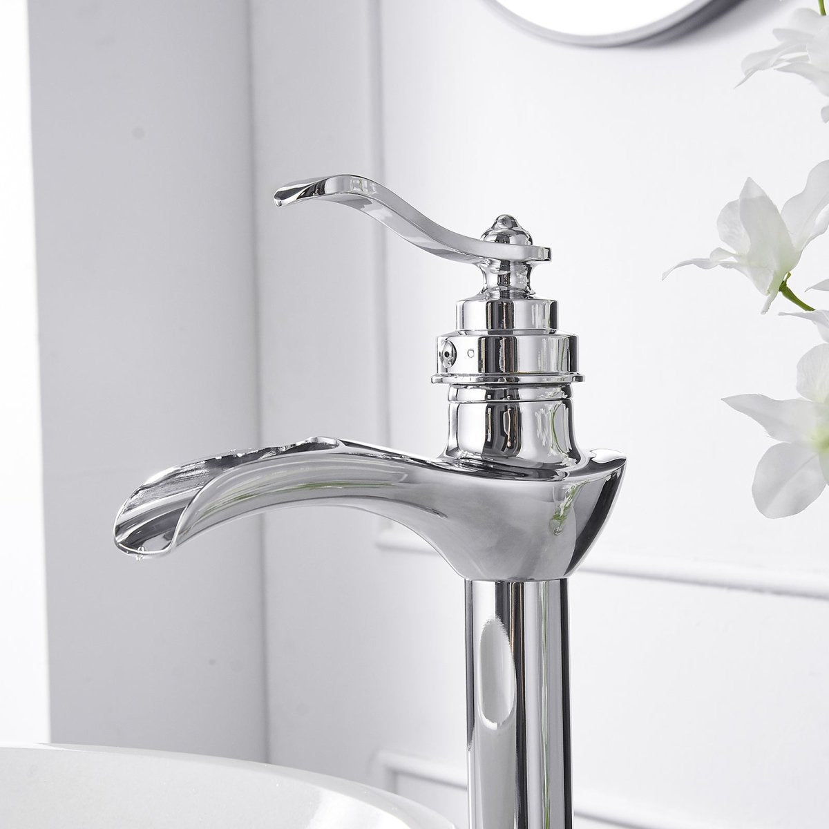 Waterfall Single Hole Single-Handle Bathroom Faucet Chrome-1 - buyfaucet.com