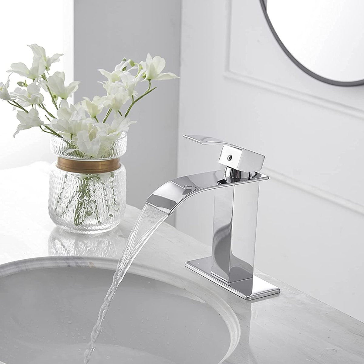 Waterfall Single Hole Single-Handle Bathroom Faucet Chrome-1 - buyfaucet.com