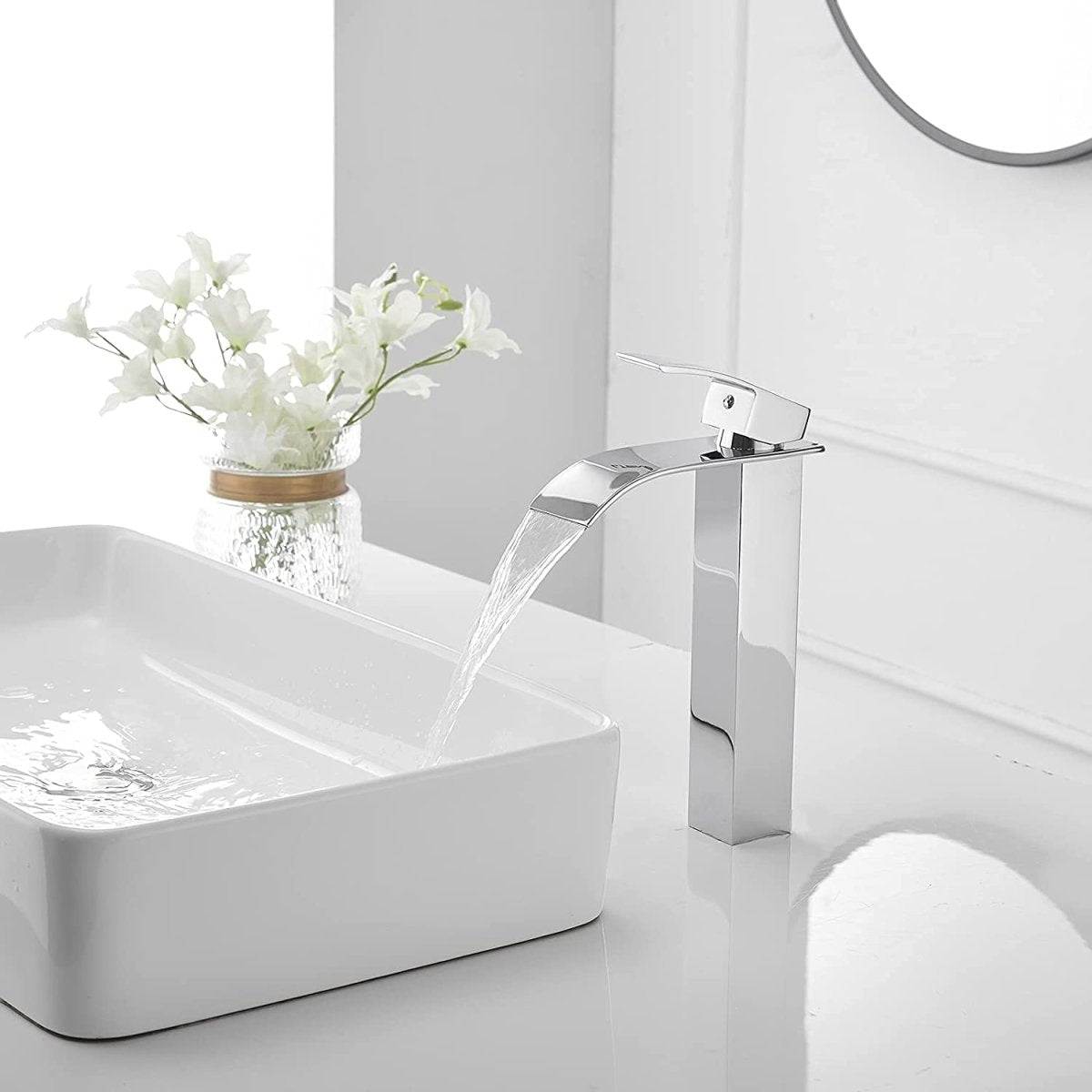 Waterfall Single Hole Single Handle Bathroom Faucet Chrome-1 - buyfaucet.com