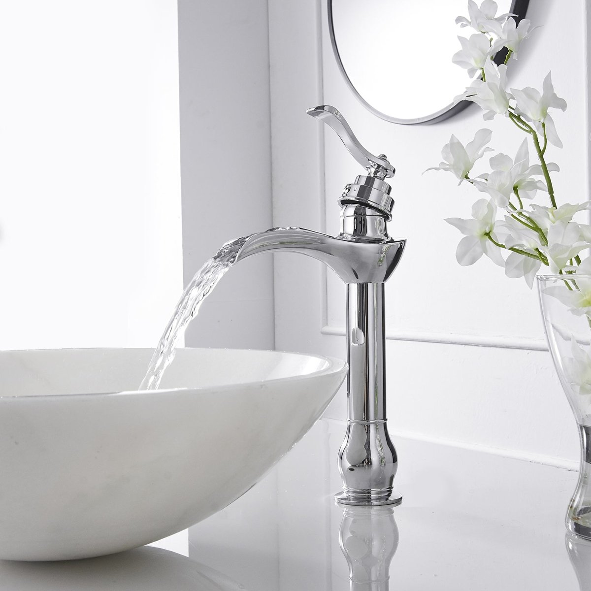 Waterfall Single Hole Single-Handle Bathroom Faucet Chrome-1 - buyfaucet.com