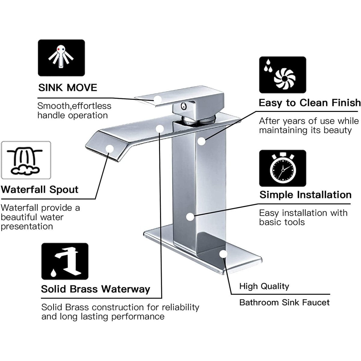 Waterfall Single Hole Single-Handle Bathroom Faucet Chrome-1 - buyfaucet.com