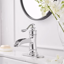 Waterfall Single Hole Single-Handle Bathroom Faucet Chrome-1 - buyfaucet.com