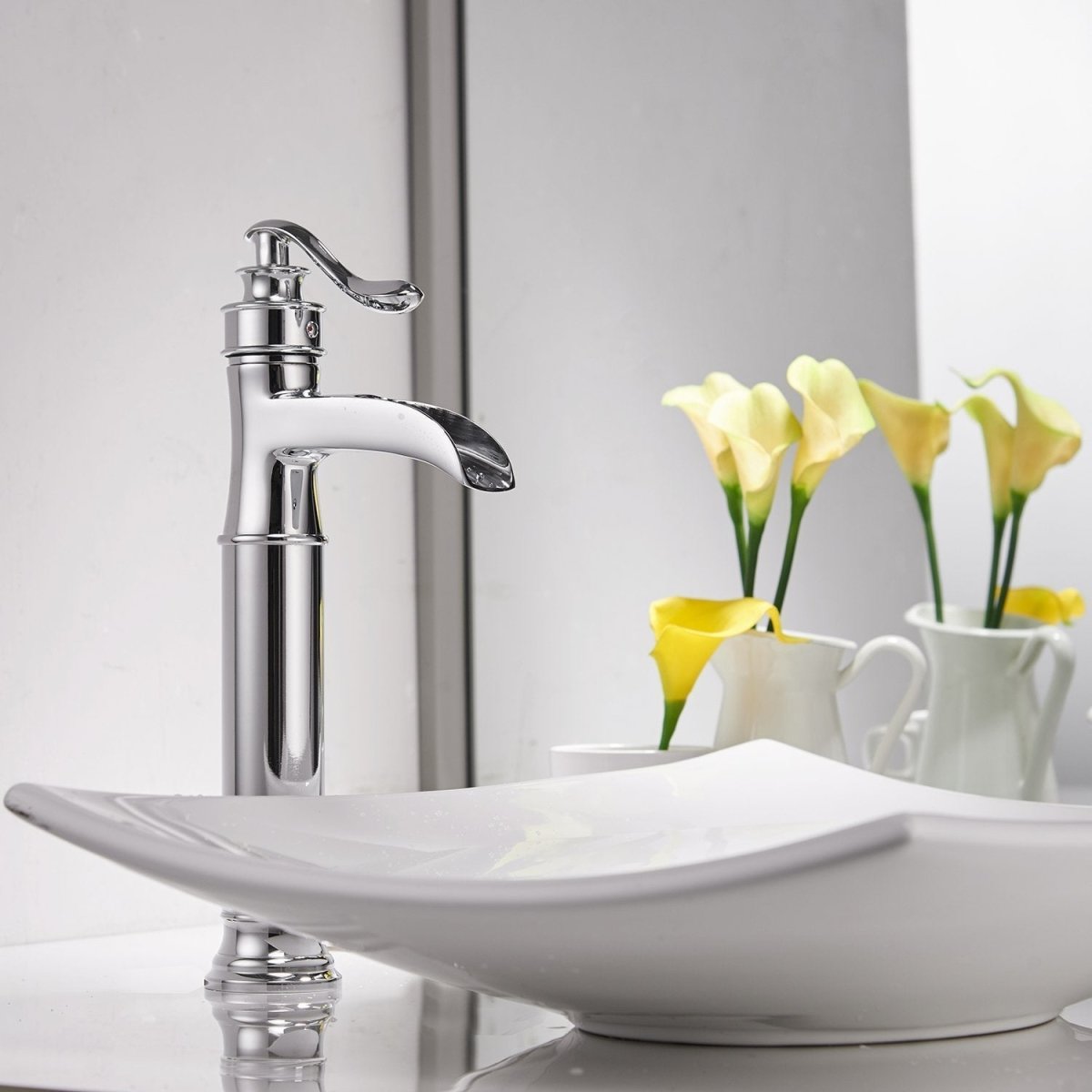 Waterfall Single Hole Single Handle Bathroom Faucet Chrome-1 - buyfaucet.com
