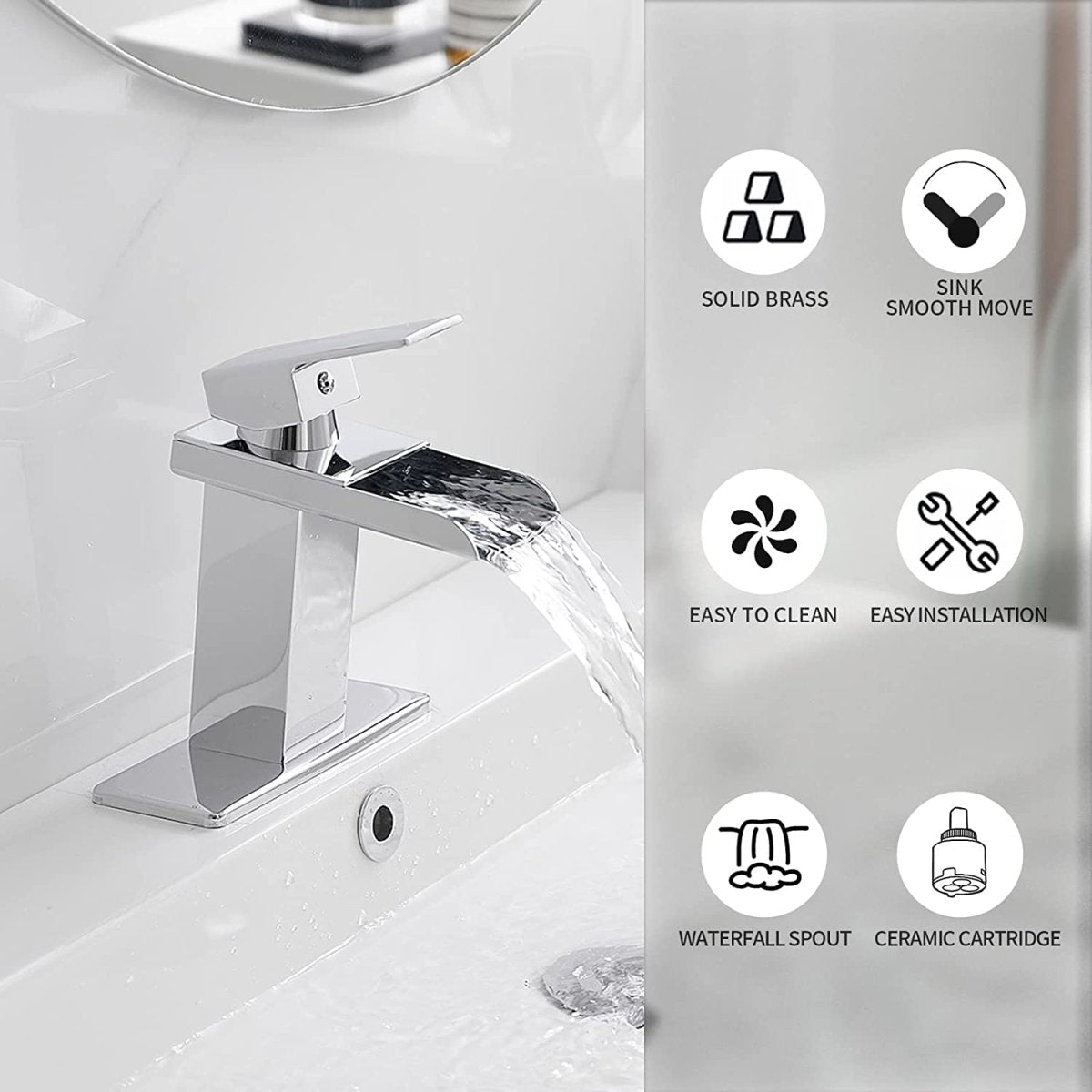 Waterfall Single Hole Single-Handle Bathroom Faucet Chrome-1 - buyfaucet.com