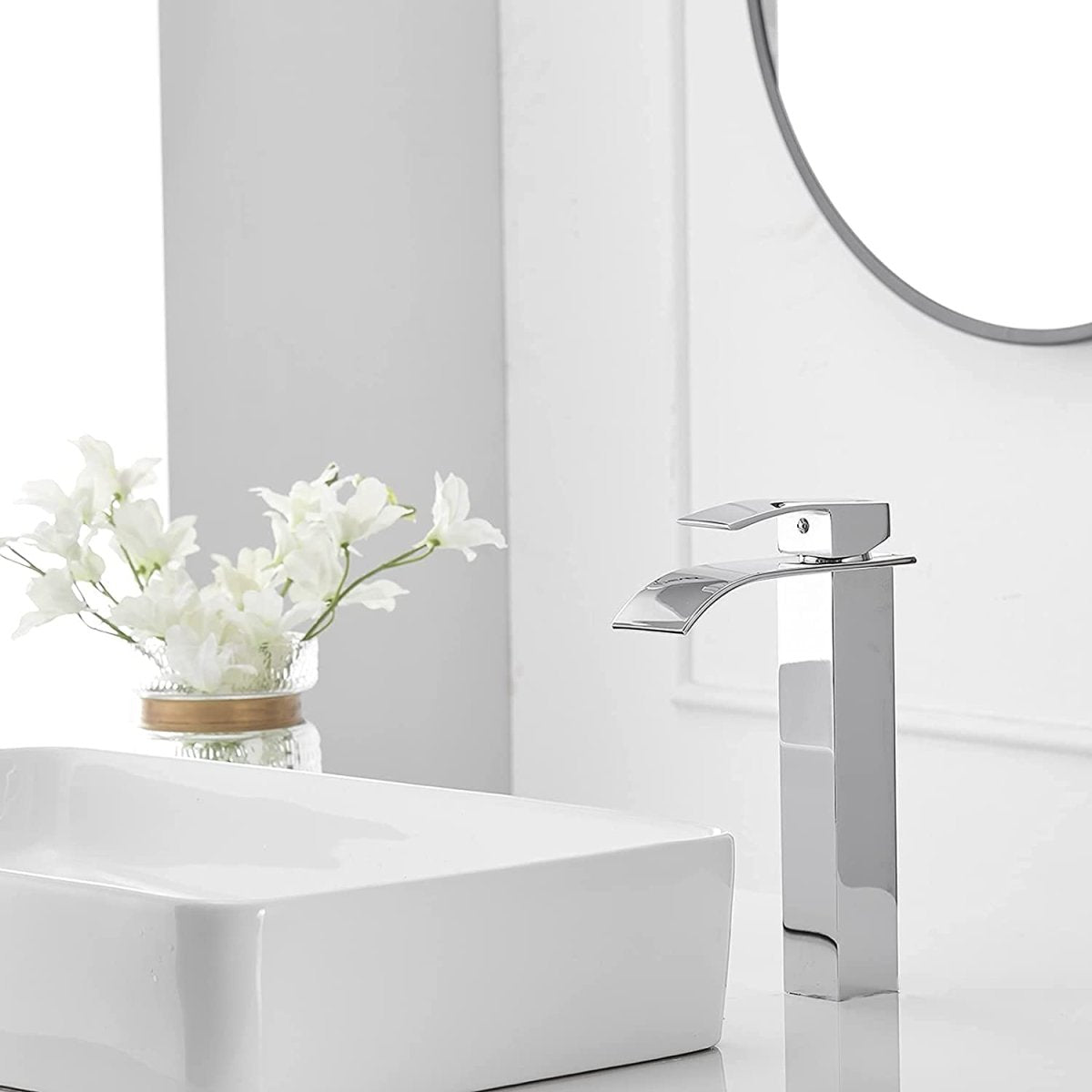 Waterfall Single Hole Single Handle Bathroom Faucet Chrome-1 - buyfaucet.com