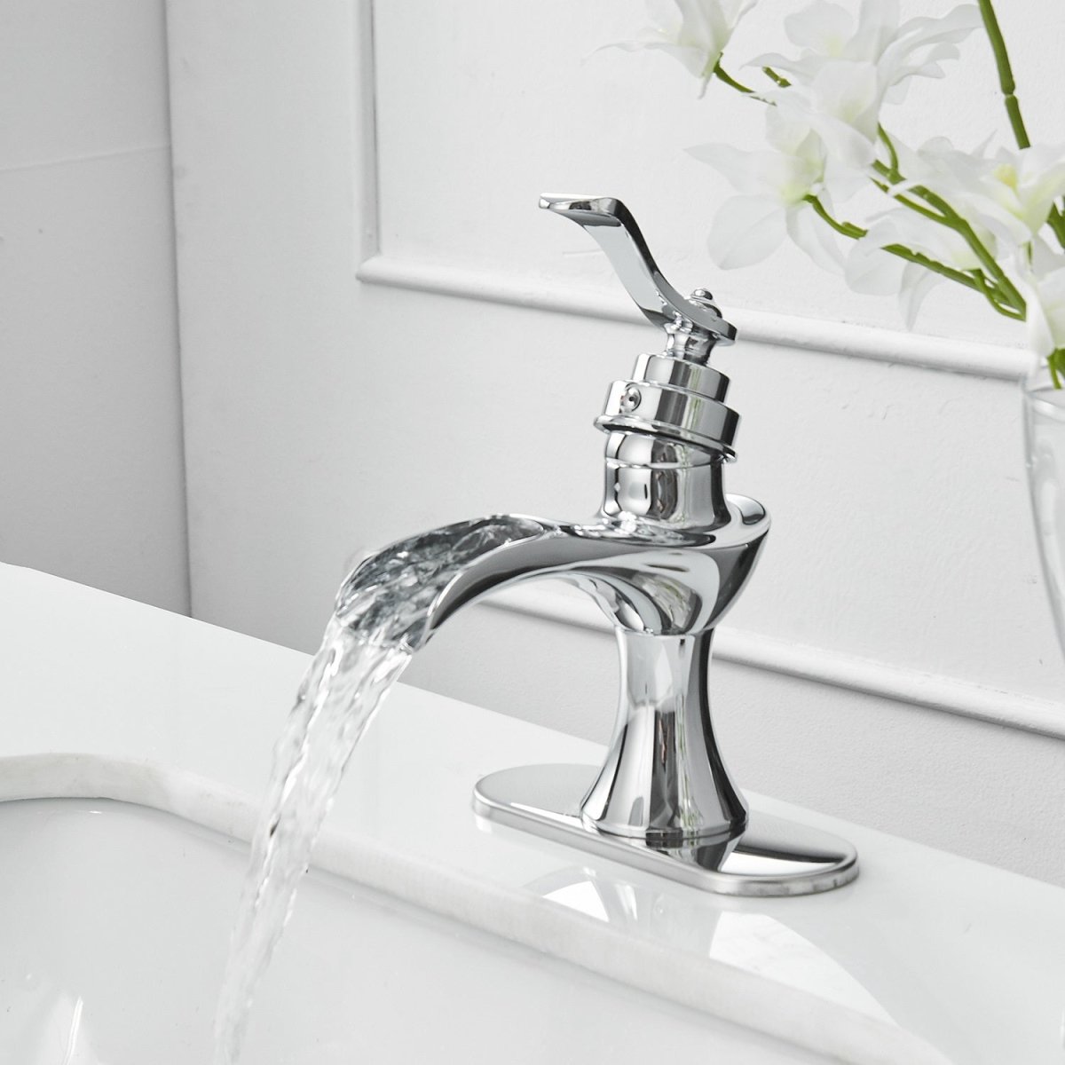 Waterfall Single Hole Single-Handle Bathroom Faucet Chrome - buyfaucet.com