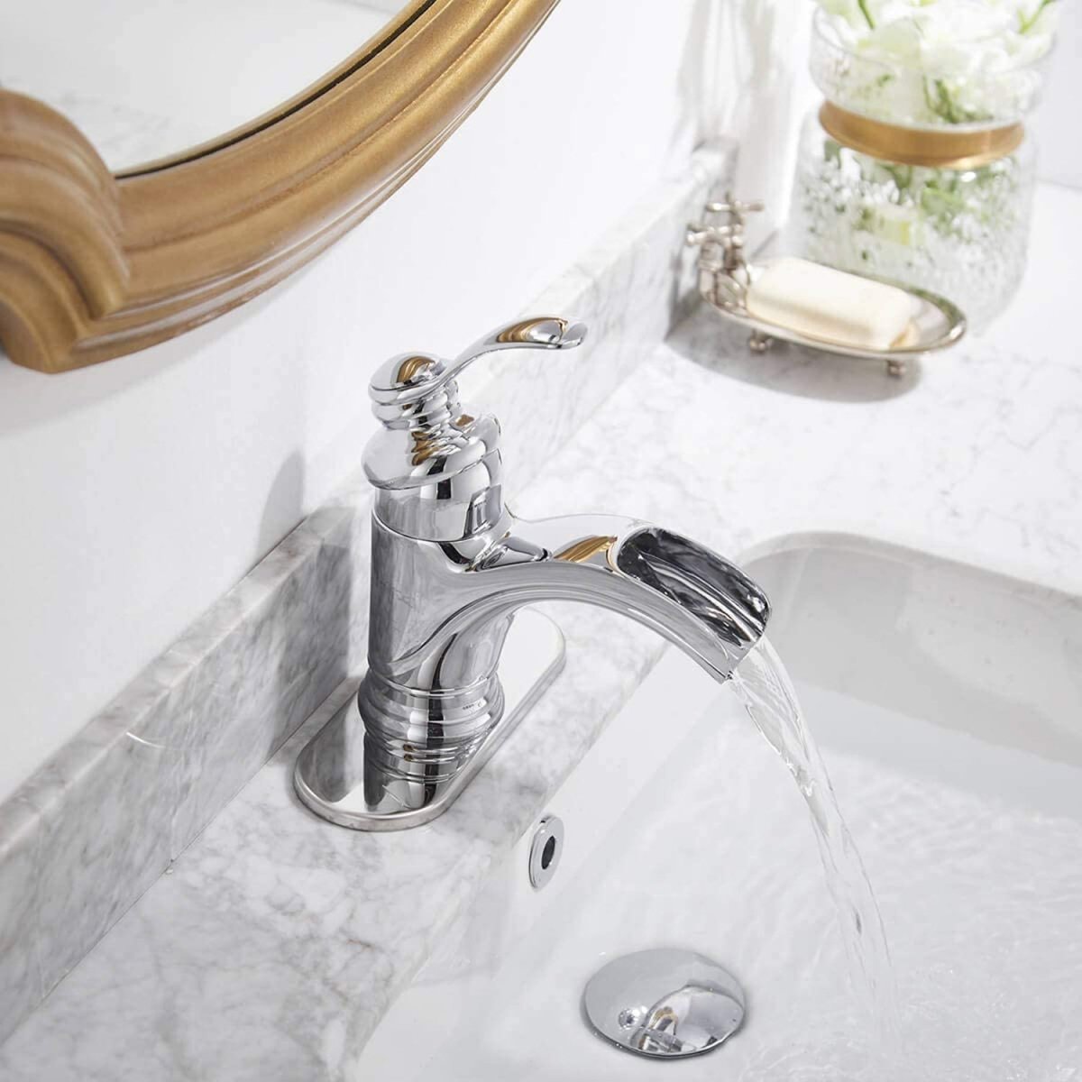 Waterfall Single Hole Single-Handle Bathroom Faucet Chrome - buyfaucet.com
