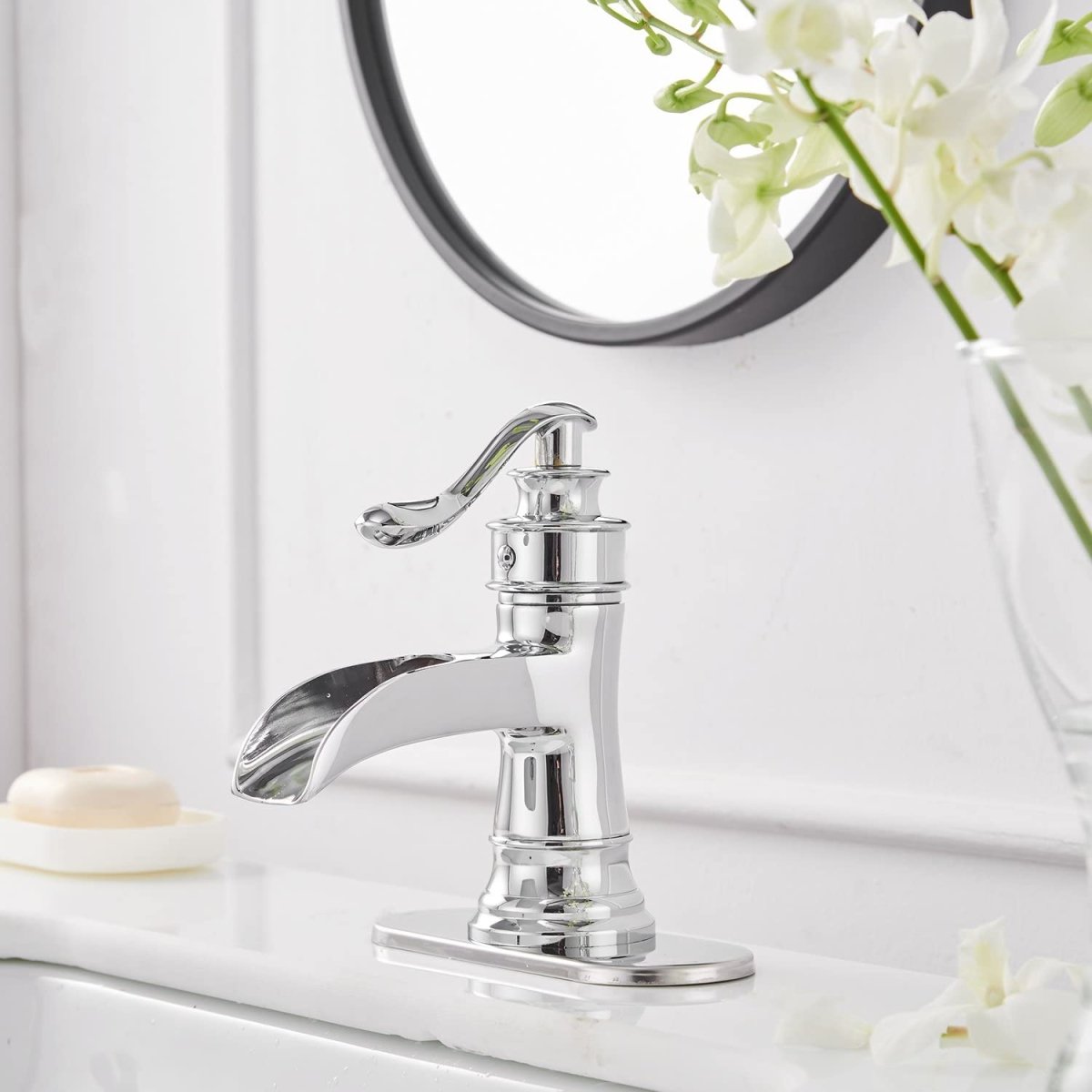 Waterfall Single Hole Single-Handle Bathroom Faucet Chrome - buyfaucet.com