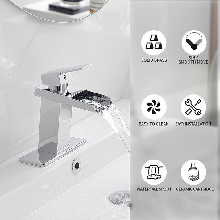Sink Faucet with Pop Up Drain Assembly Chrome