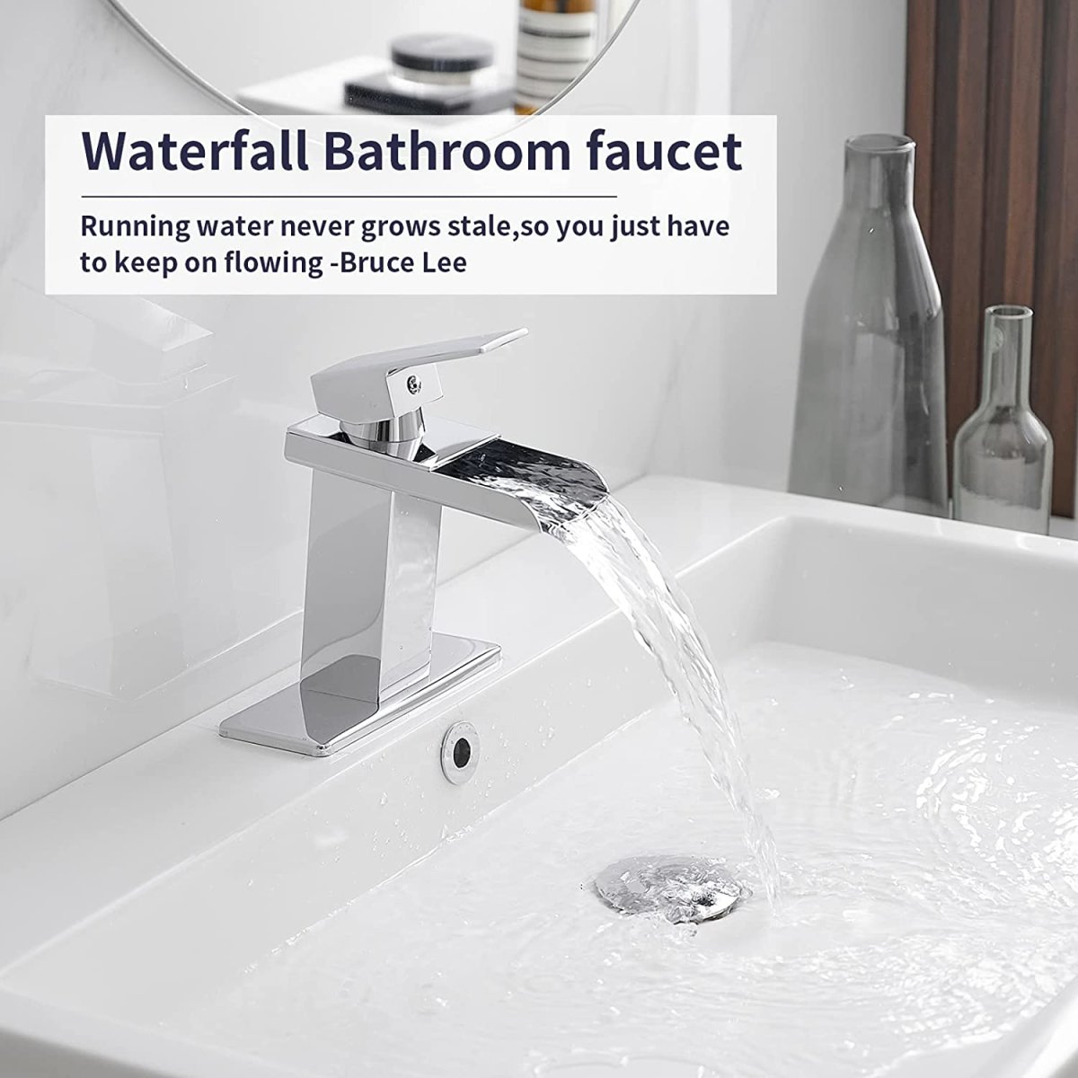 Waterfall Single Hole Single-Handle Bathroom Faucet Chrome - buyfaucet.com