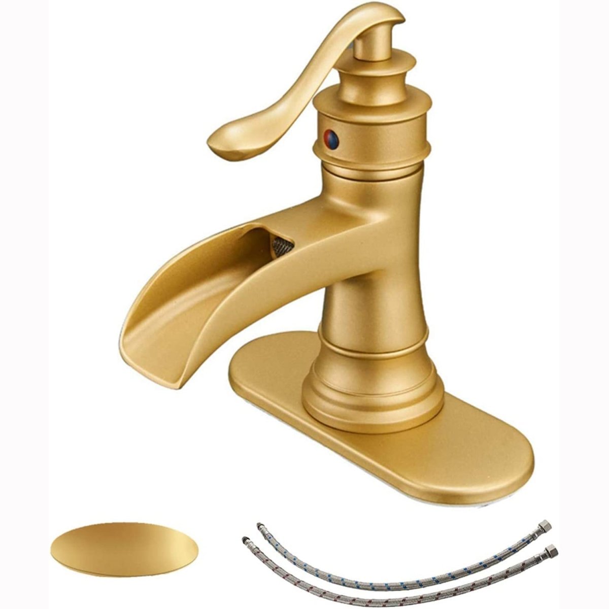 Waterfall Single Hole Single-Handle Bathroom Faucet Gold - buyfaucet.com