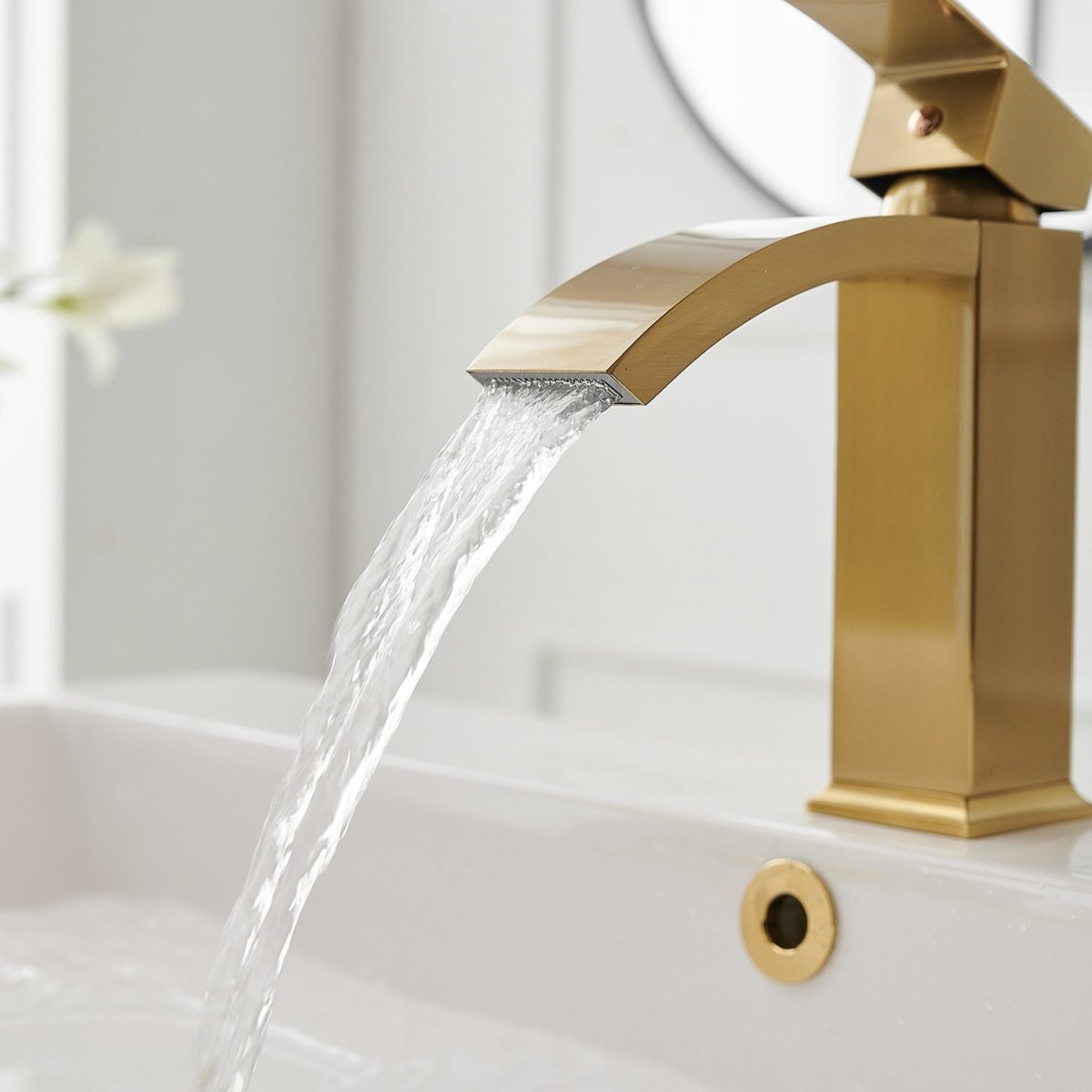 Waterfall Single Hole Single Handle Bathroom Faucet Gold - buyfaucet.com