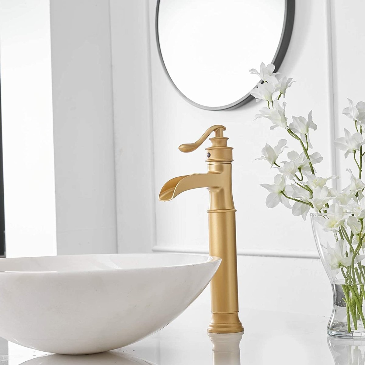 Waterfall Single Hole Single-Handle Bathroom Faucet Gold - buyfaucet.com