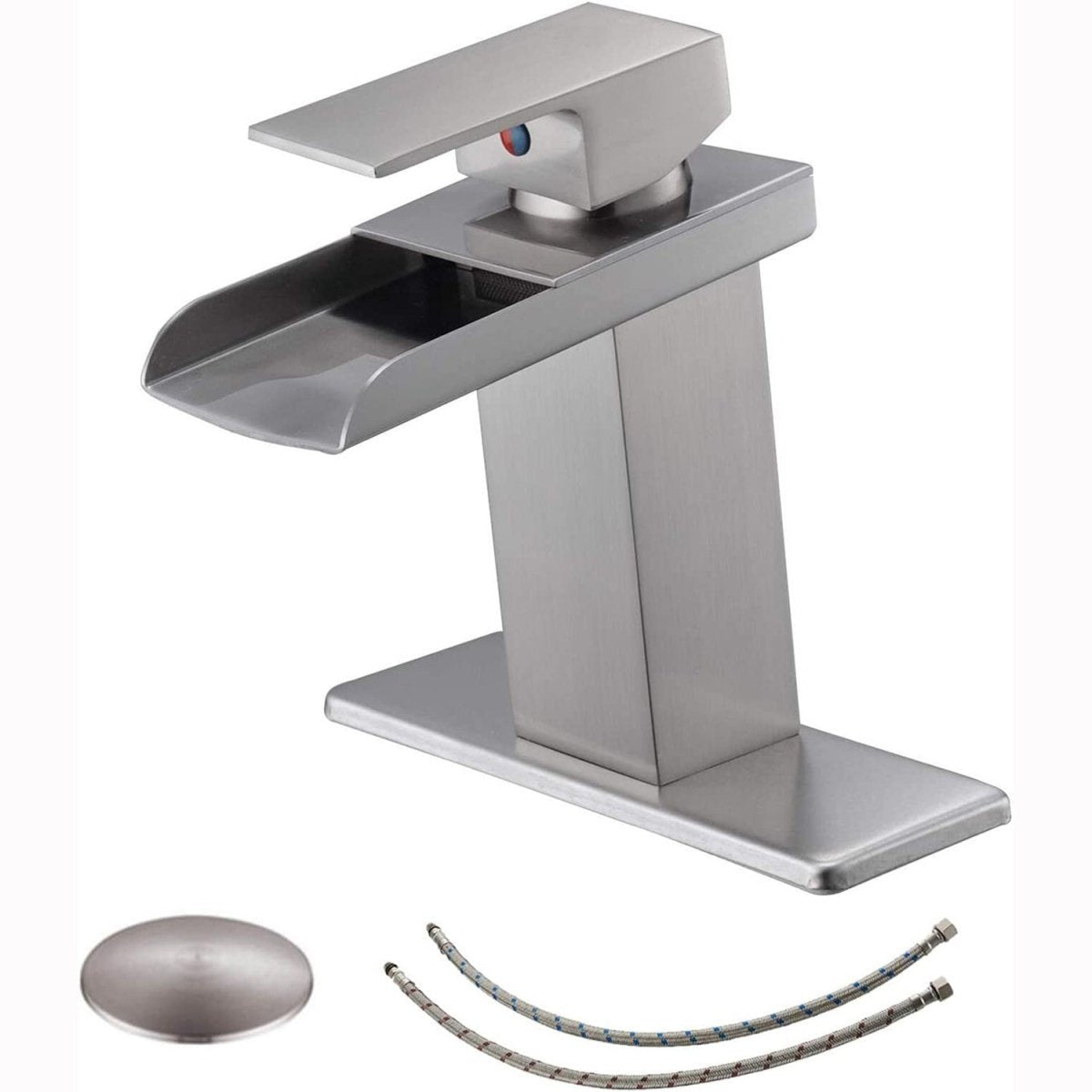 Waterfall Single Hole Single-Handle Bathroom Faucet Nickel-1 - buyfaucet.com