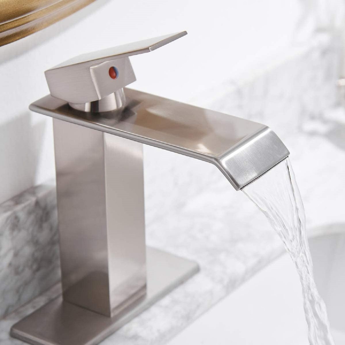 Waterfall Single Hole Single-Handle Bathroom Faucet Nickel-1 - buyfaucet.com