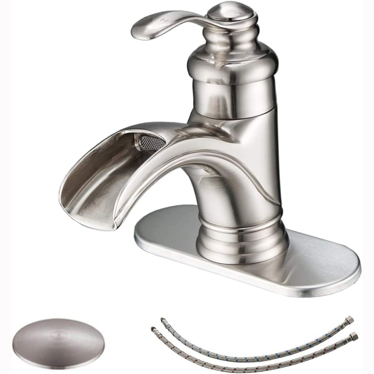 Waterfall Single Hole Single-Handle Bathroom Faucet Nickel - buyfaucet.com
