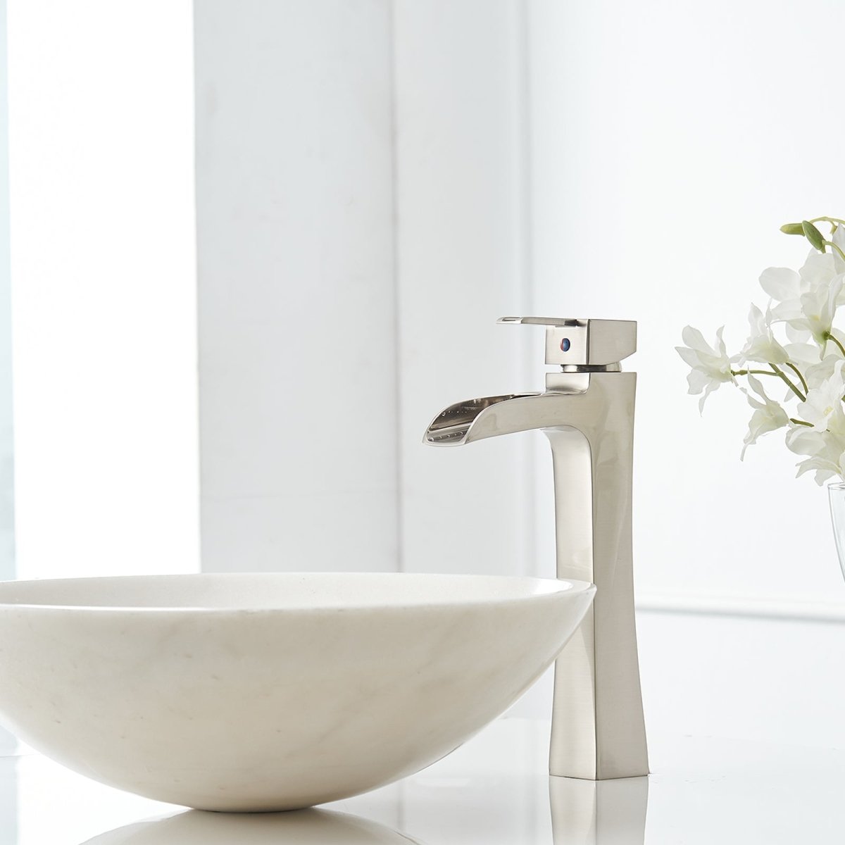 Waterfall Single Hole Single-Handle Bathroom Faucet Nickel - buyfaucet.com