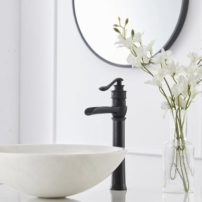 Waterfall Single Hole Single-Handle Vessel Sink Faucet Black - buyfaucet.com