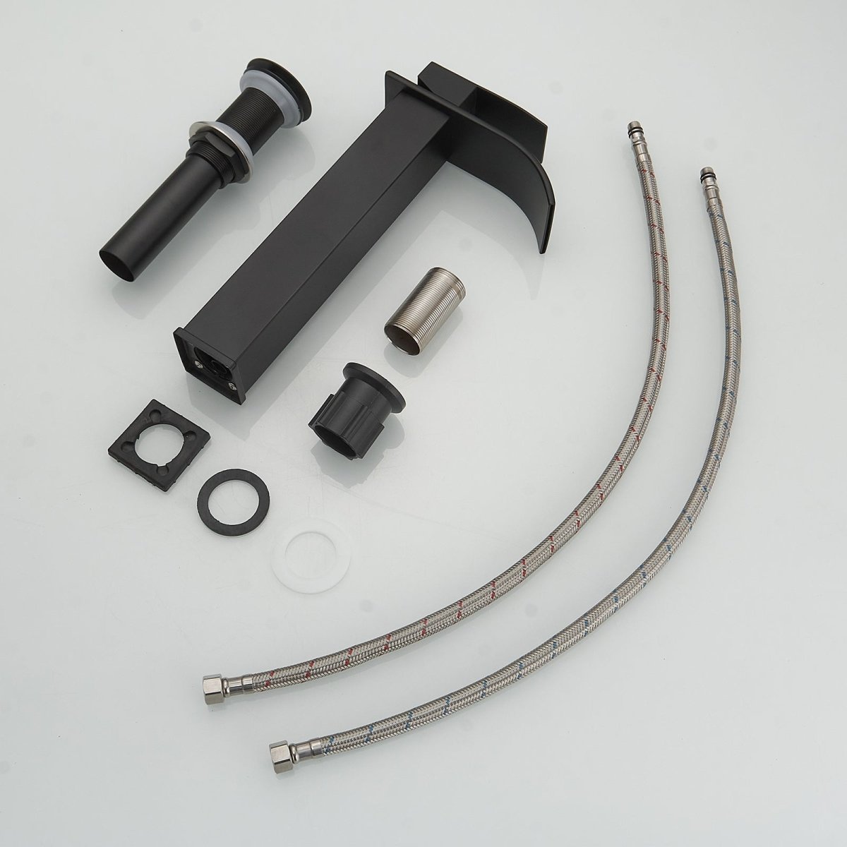 Waterfall Single Hole Tall Bathroom Sink Faucet Matte Black - buyfaucet.com