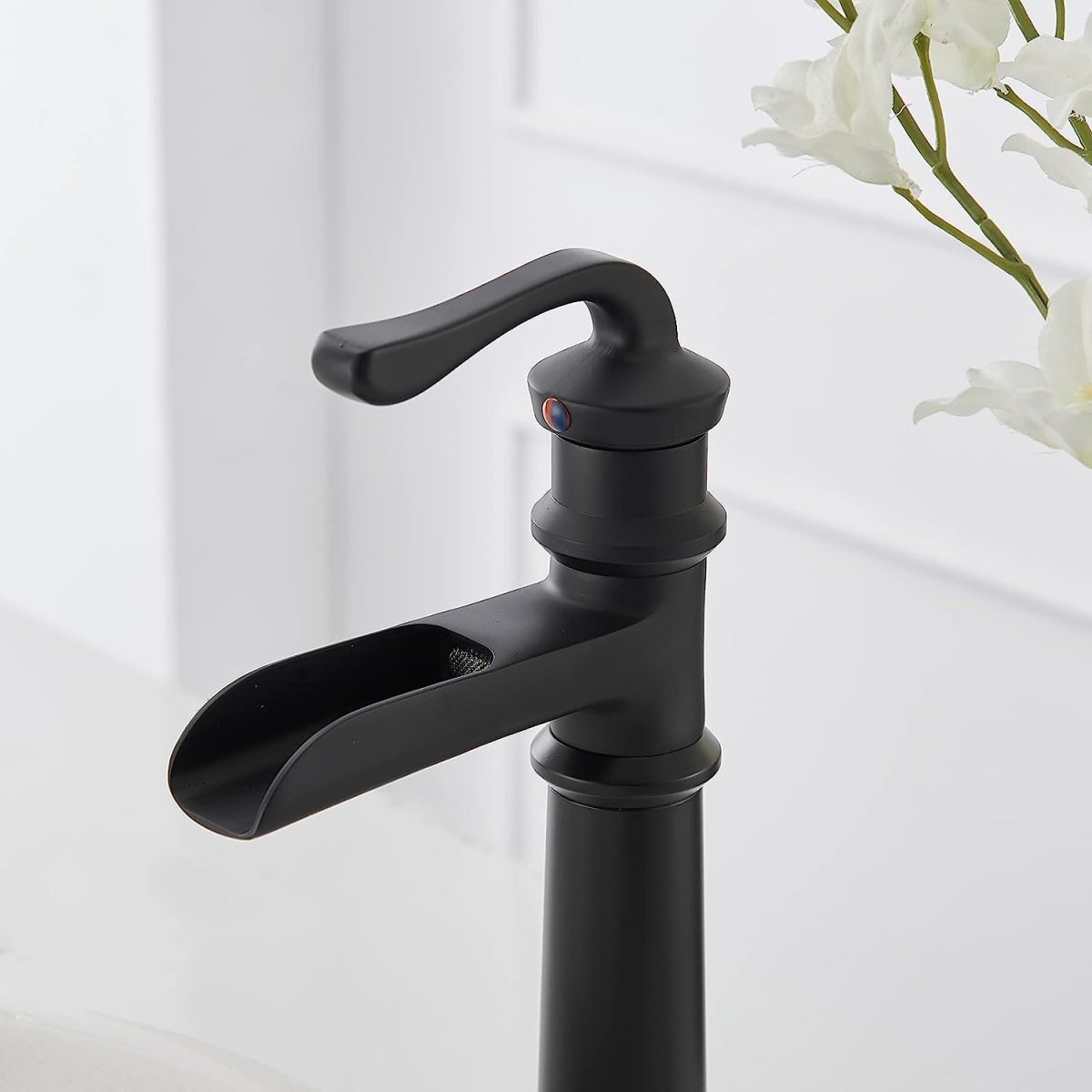 Waterfall Single Hole Vessel Sink Bathroom Faucet Matte Black - buyfaucet.com