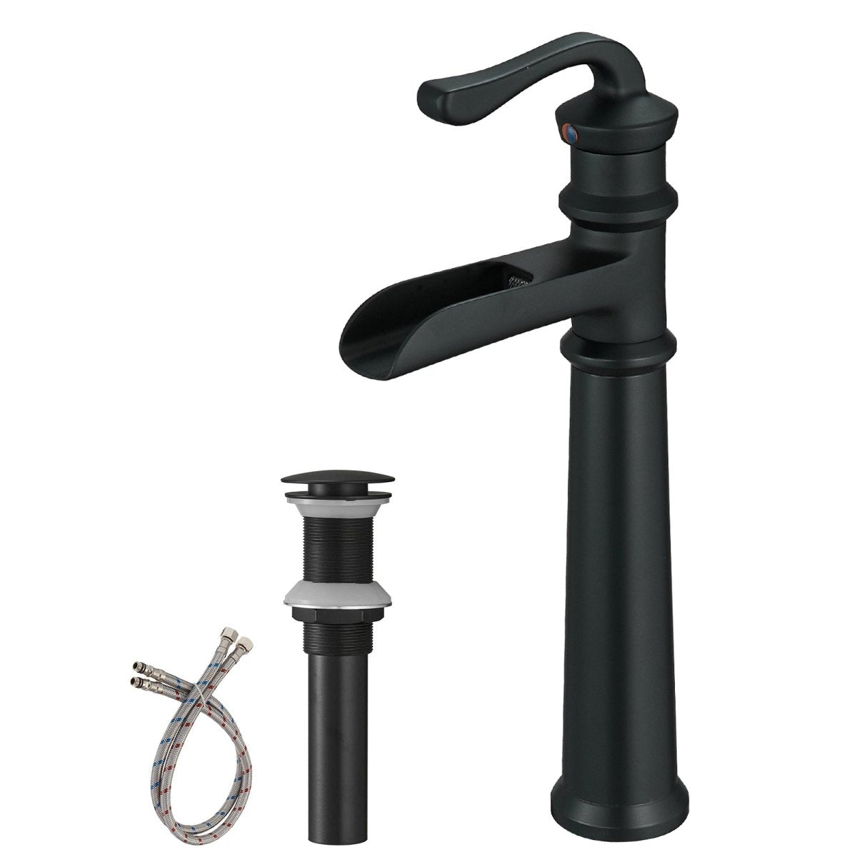 Waterfall Single Hole Vessel Sink Bathroom Faucet Matte Black - buyfaucet.com