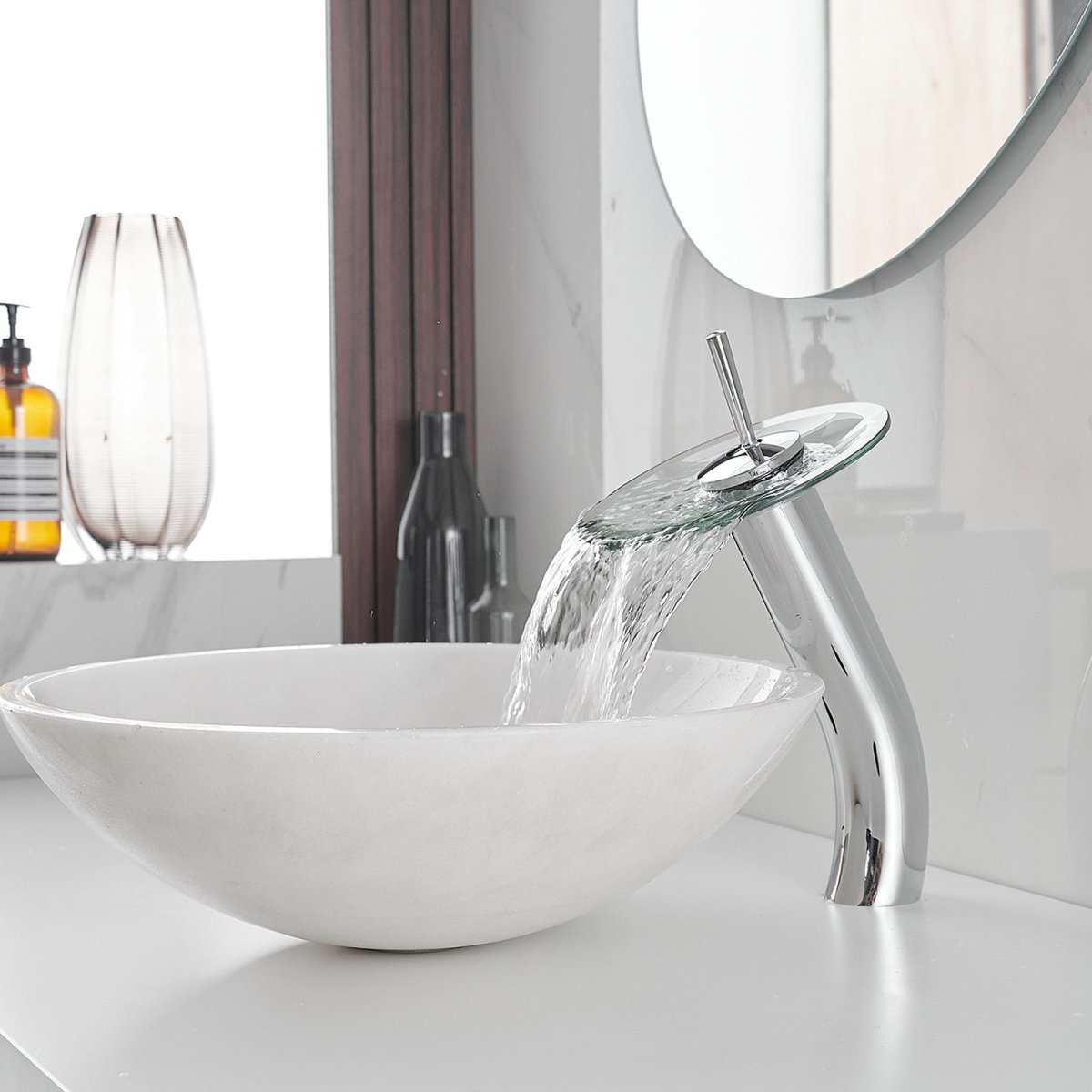 Waterfall Tall Spout Single-Handle Bathroom Faucet Chrome - buyfaucet.com
