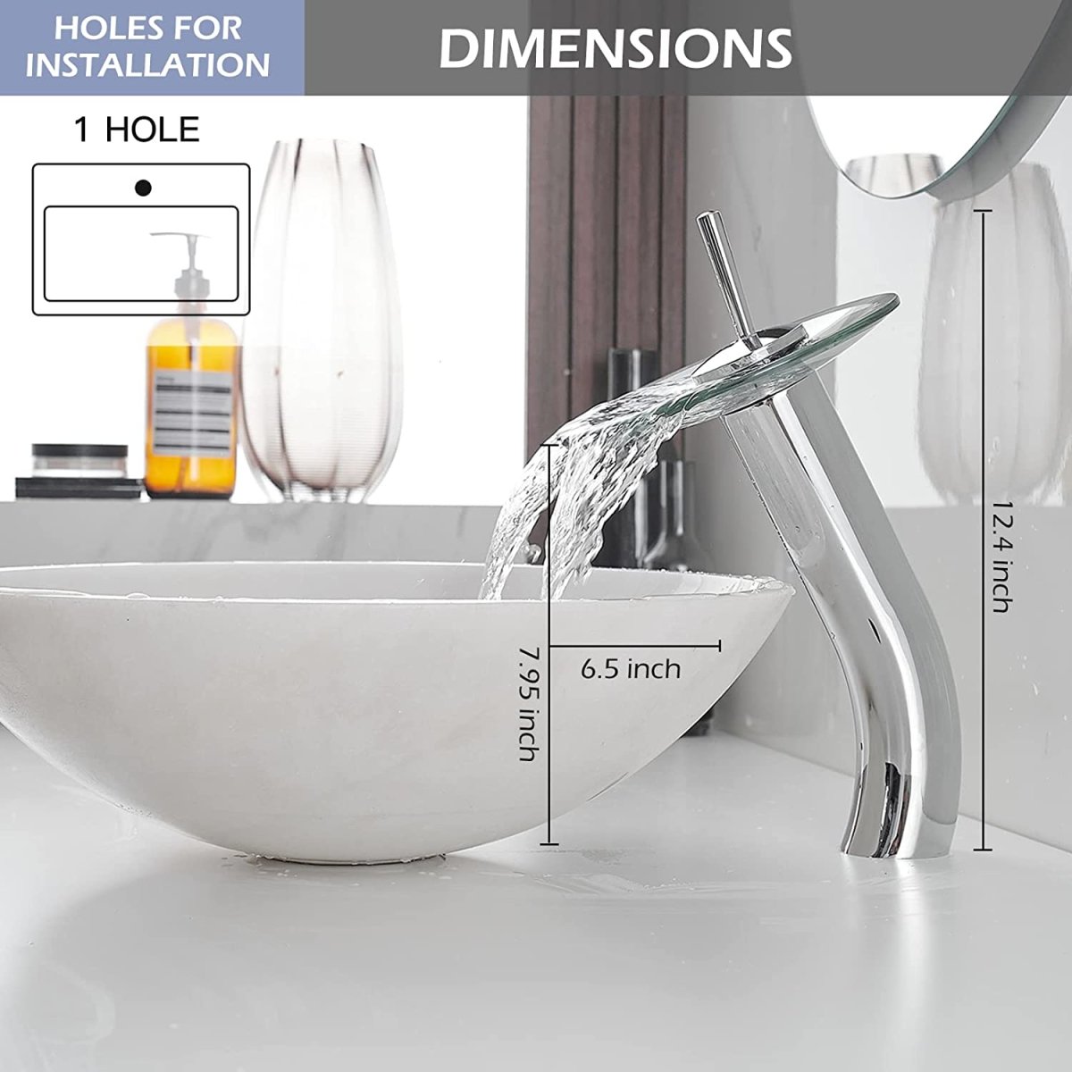 Waterfall Tall Spout Single-Handle Bathroom Faucet Chrome - buyfaucet.com