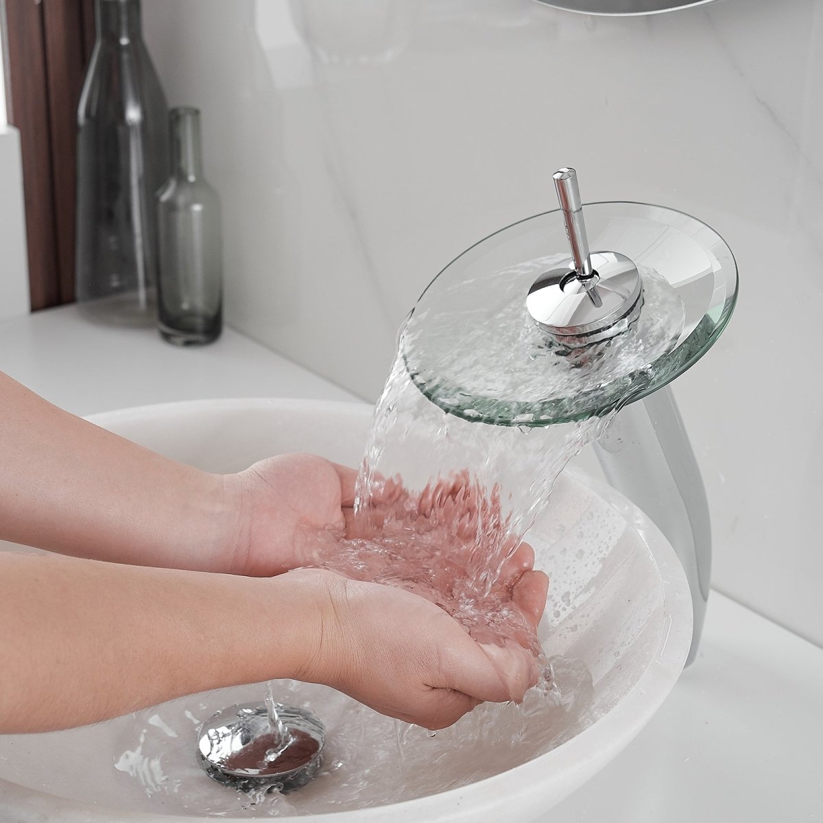Waterfall Tall Spout Single-Handle Bathroom Faucet Chrome - buyfaucet.com