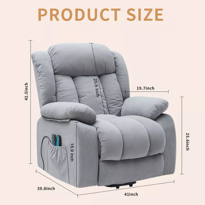 zazzeri Recliner Chair for Small Spaces Rocking Light Gray