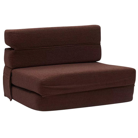 Folding Sleeper Chair Sofa 3-in-1 Dark Brown