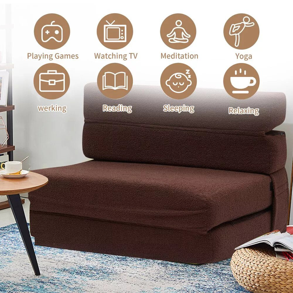 Space-saving Storage Bed Lazy Couch Dark Brown