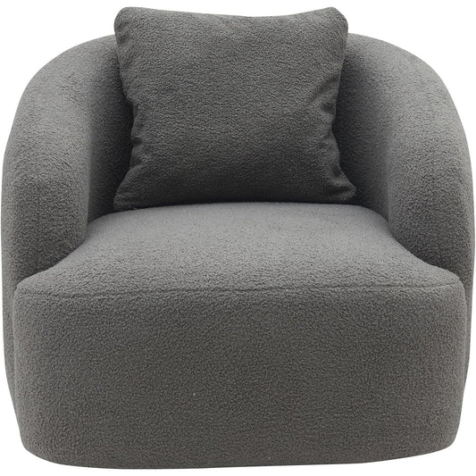 Small Single Sofa Teddy Round Accent Arm Chair Light Gray