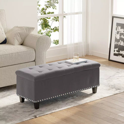 Living Room End of Bed Storage Ottoman Gray