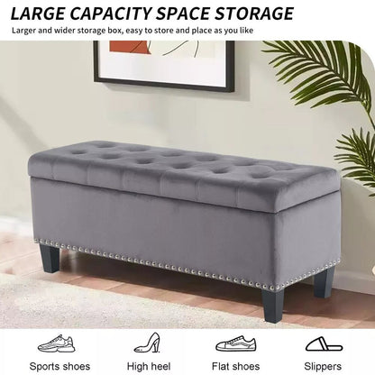 Storage Bench for Bedroom Living Room End of Bed Gray