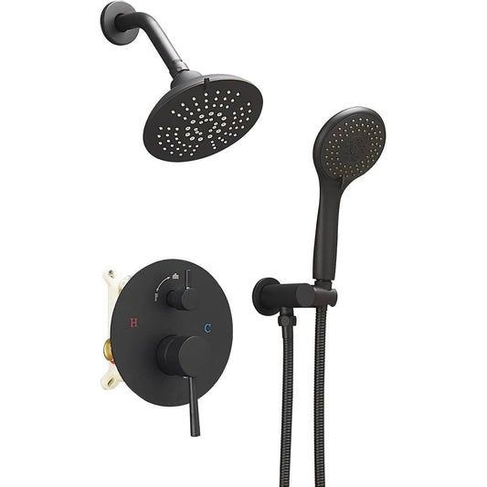 BATHADORE Rainfall Shower Heads Wall Mounted Shower Kit Black - buyfaucet.com