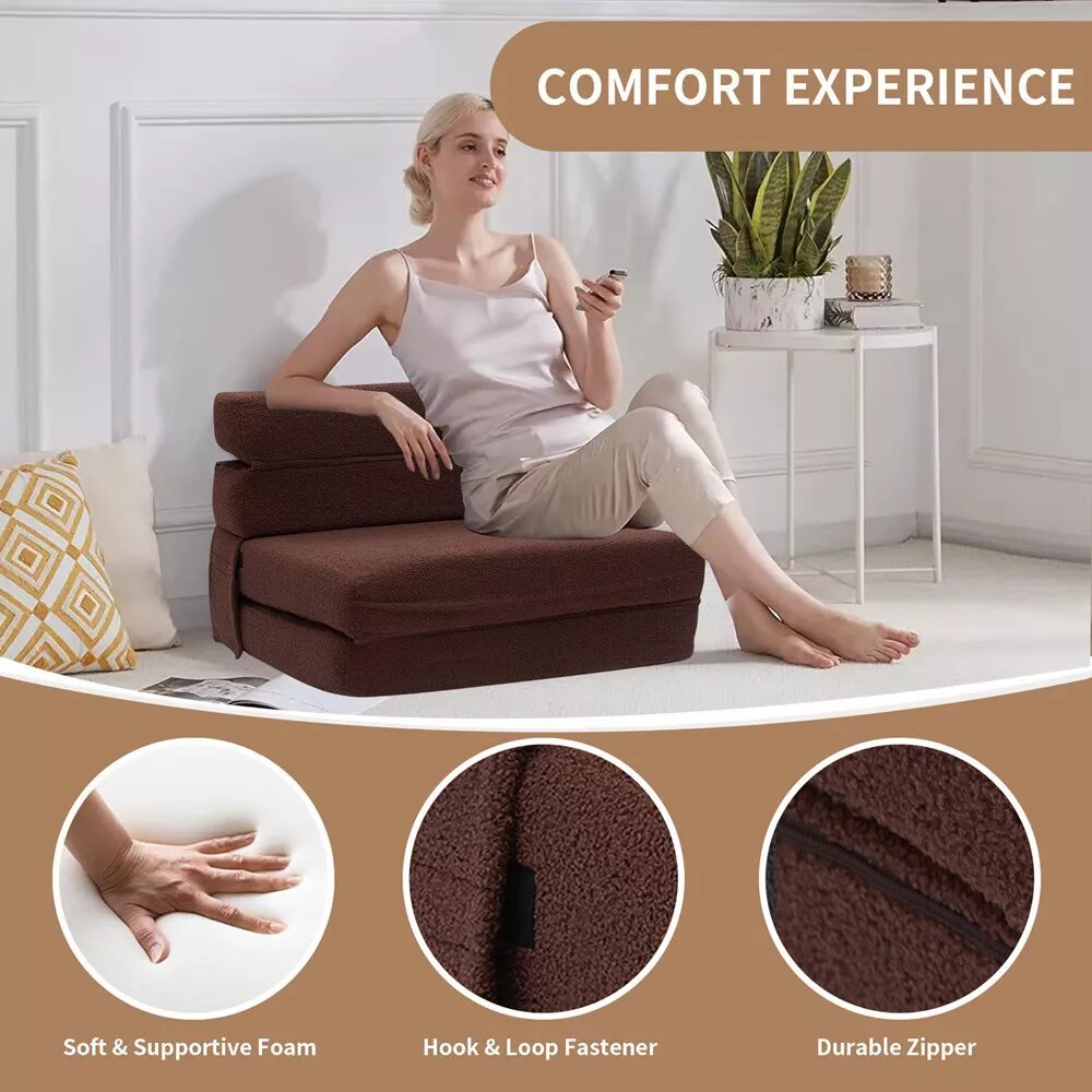 zazzeri 3 - in - 1 Convertible Folding Sleeper Chair Sofa Bed for Living Room Dark Brown - buyfaucet.com