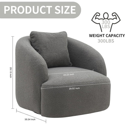 zazzeri 360° Swivel Barrel Chair Single Sofa Round Accent Arm Light Gray - buyfaucet.com