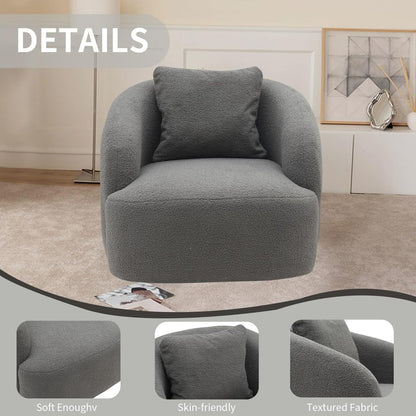 zazzeri 360° Swivel Barrel Chair Single Sofa Round Accent Arm Light Gray - buyfaucet.com