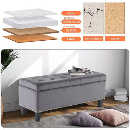 zazzeri Storage Bench for Bedroom Entryway Living Room End of Bed Gray - buyfaucet.com