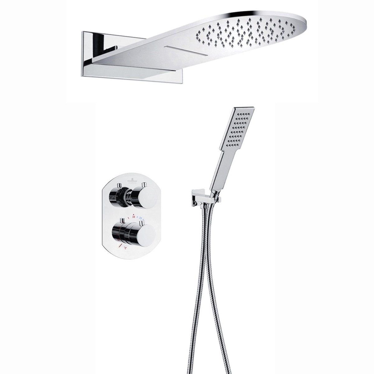 BWE Shower Faucet Polished Chrome High Pressure 2-Handle 3-Spray ...