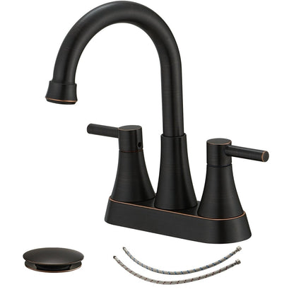 4 in. Centerset 2-Handle High-Arc Bathroom Faucet Bronze - buyfaucet.com