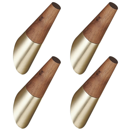 4 Pack Wood Bathroom Robe Coat Towel Hook in Brushed Gold - buyfaucet.com