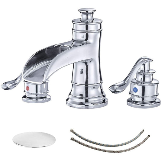 8 in Waterfall 2-Handle Bathroom Faucet Polished Chrome-1 - buyfaucet.com